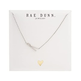 Rae Dunn 14K Gold Plated Brass Necklace - Sideways Initial Charm Pendant Delicate Chain Necklace for Women, Style R, White Plated Sideways