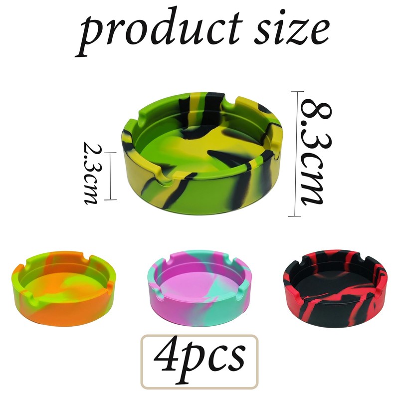 4 Pcs Portable Ashtray Set, Ash Trays Outdoors Washable Round
