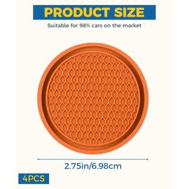 Flaconi 4PCS Car Coasters,Car Cup Holder Insert,Car Coasters for Cup Holders,Interior Car Accessories Car Cup Coaster,2.75" Anti Slip Cup Mat for Women and Men,Fit for Most Cars Trucks SUVs (Orange)