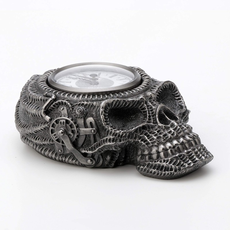 Veronese Design Steampunk Cold Cast Pewter Xeno Flat Skull Wall