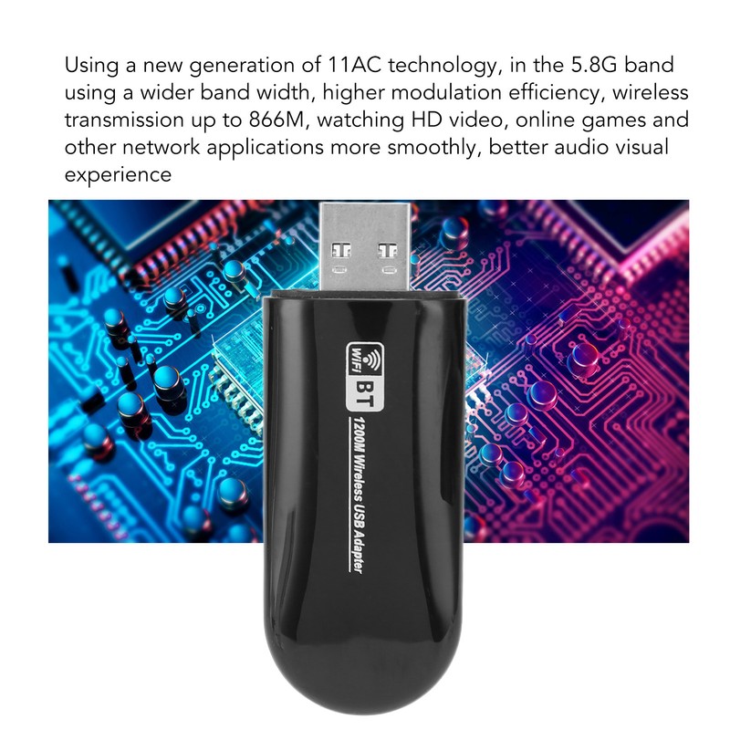 Wireless USB Adapter Desktop Computer 1200Mbps Wireless Network Card Dual