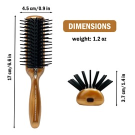 VESS Cepillo Antiestático Para Secador De Pelo, Cepillo Para Alisar El Cabello De Viaje Para Mujeres Y Hombres, Cepillo Para Desenredar El Cabello Con Cerdas De Acero Inoxidable Y Cable De Tierra