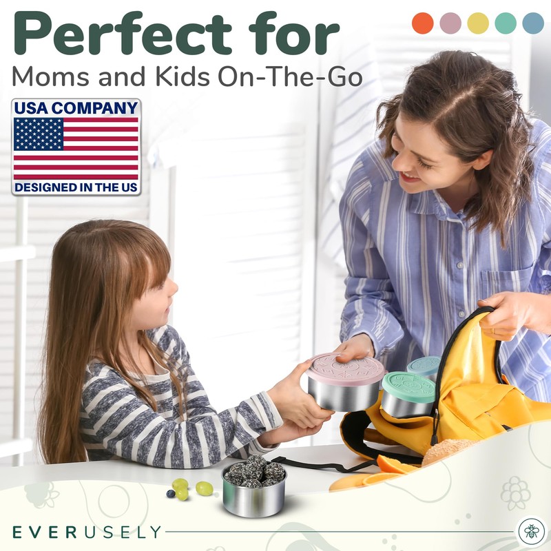 Everusely - Stainless Steel Containers with Lids - Set of