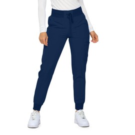 Monarch Uniforms Womens Jogger Scrubs Ribbed Jogger Scrub Pants for Women-(Navy Blue)-2X
