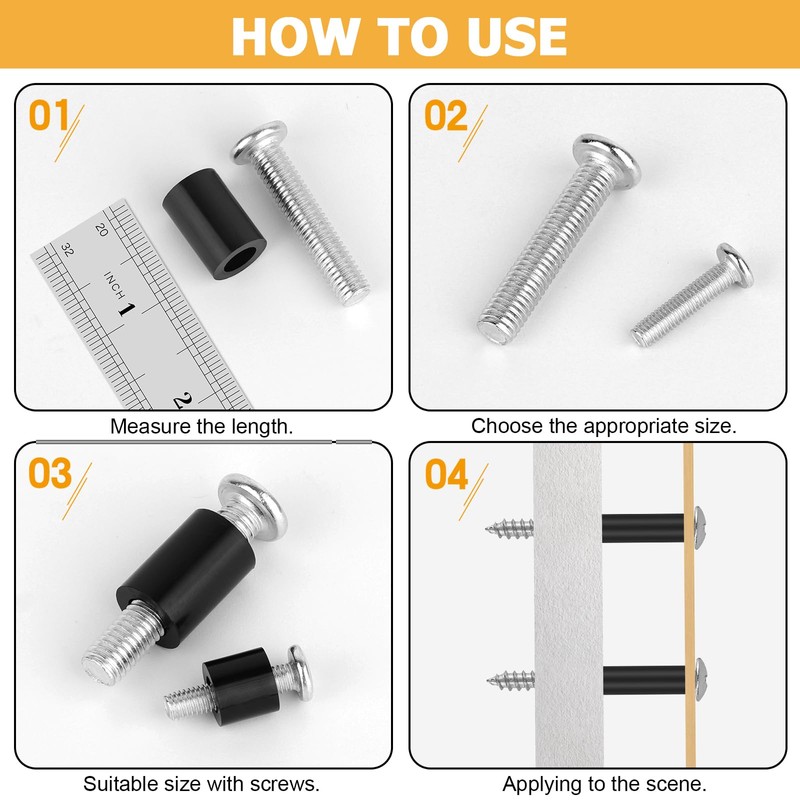 110 Pcs Plastic Spacers ABS Round Spacer M6 M8 Rubber