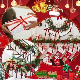 Natonhi - 40 lazos de terciopelo burdeos para rbol de Navidad, 5 x 7 pulgadas, lazos de cinta vintage para decoracin de rboles, lazos pequeos de 38...