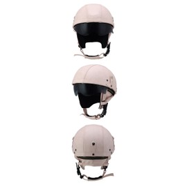 Woljay Leather Motorcycle Helmet Goggles Vintage Half Helmets Motorcycle Biker Cruiser Scooter Touring (Pink with Drop Down Sun Lens)