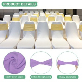 M METERXITY 100-Pack Spandex Chair Sashes, Chair Bands Slider Sashes Stretch Chair Cover Chair Bands Ties Without Buckle for Wedding/Banquet/Party/Ceremony Event Decoration [Violet]