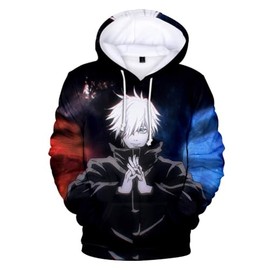 Ealipoi Gojo Satoru Hoodie Anime JJK Hoodie Jujitsu Kaisen Gojo Costume Multi 3D Printed Sweater Cosplay for Men (multi, XL)