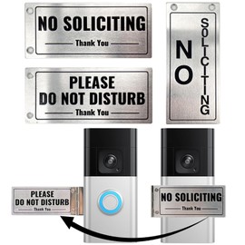 Metal Doorbell Cover No Soliciting Sign for House，Universal Fitting Doorbell Cover That Rotates From NO SOLICITING to DO NOT DISTURB,Flipable No Solicitors Sign for Ring Doorbell, Horizontal & Vertical Mode, Easy Installation，The Gift for Home Offices and Moms with Sleeping Baby.