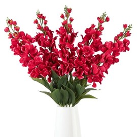 5 Piezas Flores Falsas Rosas 37.4" Flores Artificiales de Delphinium Rosa Fuerte, Flores Falsas Altas para Decoración del Hogar y Centros de Mesa de Boda