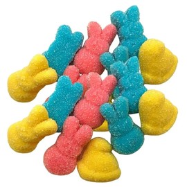 Easter Peeps Gummies, Marshmallow Flavored Bunnies and Chicks, Egg and Basket Stuffers Candy, (Pack of 3)