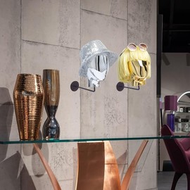 Wall-Mount Hat Display Stand - Wig Head Stands, Detachable Mannequin Head Stand, Durable Plastic Material, for Salons & Beauty Stores, Luxury Look at Home, Head Circumference 52cm/20inch (Gold Stand)