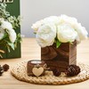 Dandat Wood Cube Planter Box Square Wood Vase Rustic Cube