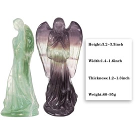 KYEYGWO Crystal Guardian Angel Figurine Hand Carved Stone Prayer Statue Peace Love Lucky Reiki Sculpture for Home Decoration, Fluorite