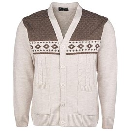 Mens Knitted Long Sleeve Cardigan Classic Style V Neck Full Front Button Closure Sweater, 4XL Beige