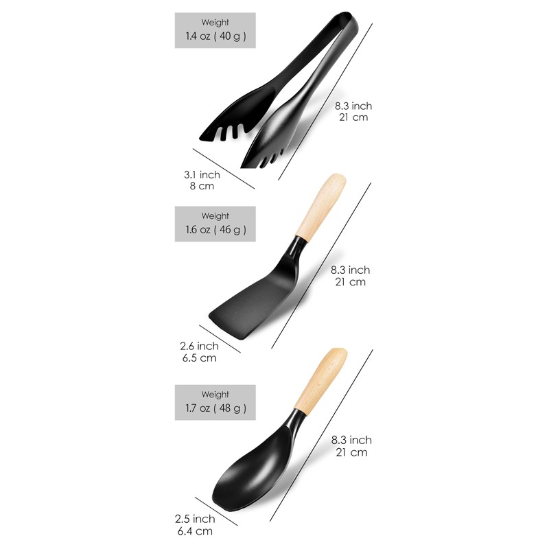 Seki Japan Stylish Kitchen Tool Set, Flexible Non Stick Heat