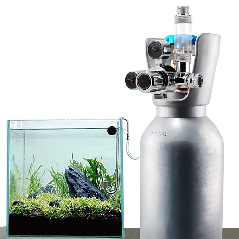 Stainless Steel Aquarium CO2 Bubble Regulator Electromagnetic Water Plants Cylinder