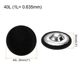 QUARKZMAN Pack of 10 Black Buttons with Fabric Cover 25 mm Satin Fabric Covered Sewing Buttons Round Craft Buttons Metal Shank Eyelet Buttons Vintage for Coat Clothing Jacket Blazer Suits DIY