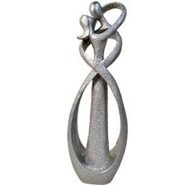 PIGPIGFLY Couple Hugging Statue, Decorative Figures, Modern Abstract Art Sculptures, Office Decorations, Polyresin Gift (Silver)