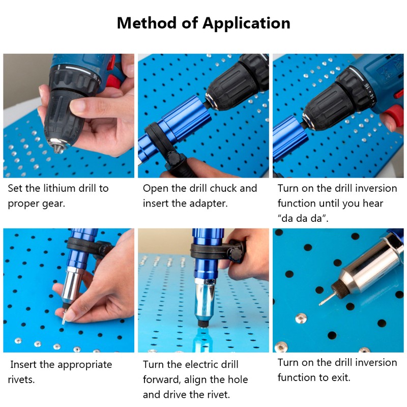 Rivet Gun Adapter for Electric Drill Cordless Riveting Tool with