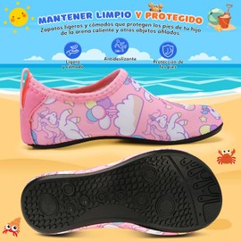 BexpAudpot Zapatos de Agua para Niños, Calcetines de Agua Descalzos Ligeros de Secado Rápido para Niños y Niñas, para Playa, Piscina, Surfear, Parque Acuático Y Practicar Deportes Al Aire Libre