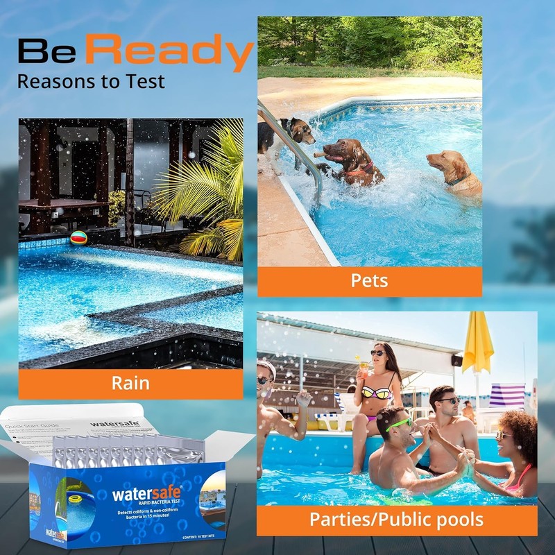 Watersafe Rapid Bacteria Test 10-Pack. Detects E.coli, Pseudomonas in 15