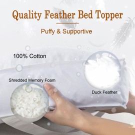 WhatsBedding 5 Inch Duck Feather Bed Full Size, 100% Cotton Extra Thick Mattress Topper, 2500GSM Overfilled Pillow Top, Hotel Collection Mattress Topper, 54x75 in, Bright White