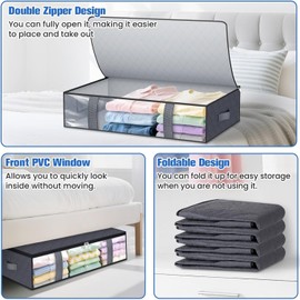 Under-Bed Storage Bags for Blankets and Clothing – Foldable 4-Piece Set for Bedroom Organization