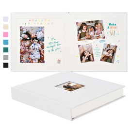 Pssoss 8 x 8 Inch DIY Scrapbook Album 40 Pages Linen Hardcover Kraft White Paper Scrap Book Photo Albums Memory Book for Baby Wedding Family Anniversary Photo Album (White, 40 pages)