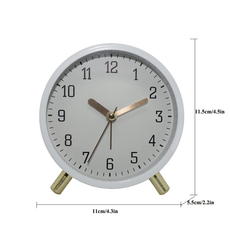 Table Clock Non-Ticking, Small Kids Alarm Clock Battery Operated Desk