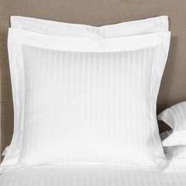 Saferay Green European Square Pillow Shams Set of 2 Pillowcase Euro Shams 26x26 Pillow Covers 2 Pack, European Pillow Shams Solid 600 Thread Count 100% Cotton(Euro, White Stripe)