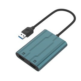 USB to HDMI Adapter Dual 4K 60HZ, USB 3.0 to Dual Monitor Adapter Ultra HD, Built-in DL6950 Chip, Extend Screen to Multiple Monitor TV Compatible with Windows,Mac OS,Android,Chrome OS (Green, Single)