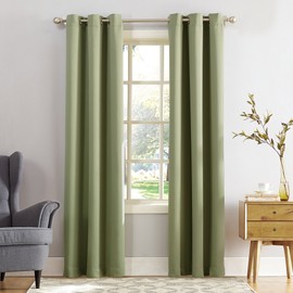 Sun Zero Easton Energy Saving Blackout Grommet Curtain Panel, 40" x 95", Sage Green