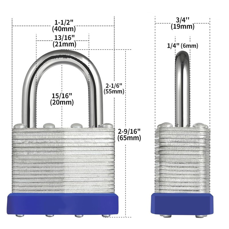 ANCLLO 2 Pack Padlocks with Keys, Long Shackle Padlocks Heavy