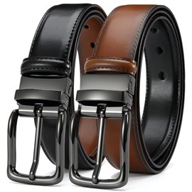 DOOPAI Mens Leather Belt, Reversible Belt Adjustable Suit Jeans Belt Trim to Fit,Black & Brown