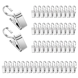 Pack of 100 curtain clips with hooks, curtain clips, stainless steel, 18 x 9 mm, curtain clips, metal, small, curtain clips with hooks, clips curtains for curtains, photos, fairy lights, shower