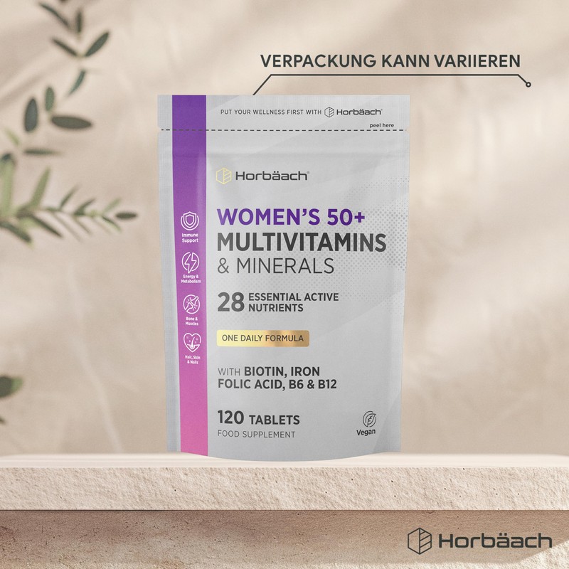 Horbaach Multivitamin Tablets Women 50+, 28 Vitamins and Minerals with