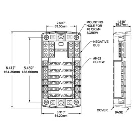 Blue Sea Systems 5026 ST Blade Fuse Block 12 Circuit with Ground and Cover