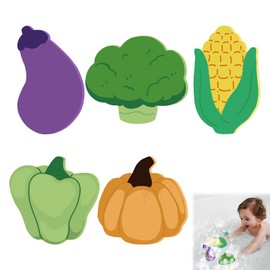 5 PCS Baby Sponges for Bath,Vegetable Shape Baby Bath Sponge,Soft,Skin Friendly,for Toddlers,Babies,Newborns(Corn/Broccoli/Eggplant/Pumpkin/Bell Pepper)