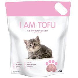 I AM TOFU - Tofu Cat Litter, Natural Flushable Extra Clumping Pellet Litter (10 LBS, Honey Peach)