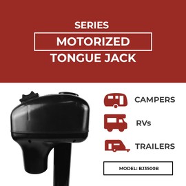 Bastion Electric Power Tongue Jack with Cover | Electric or Manual Operation | 3500LB A-Frame Capacity | 12V | Front LED | Trailers, Campers, RVs & Boats