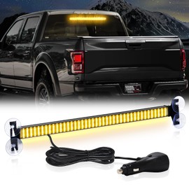 MAODANER LED Interior Windshield Strobe Police Warning Lights, Suction cups Base Emergency Hazard Traffic Advisor Safety Lightbar, Hideaway Flashing cop Light Mount for Vehicles Trucks (Amber)