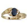 10k Yellow Gold Oval Sapphire And Diamond Ring (Size 10)
