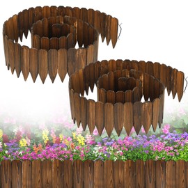 Wood Garden Fence - 13.1ft (L) x 11.8in (H) Pine Landscape Border Edging, Flexible Weather-Resistant Fences for Decorate Spring Outdoor Patio Yard Lawn Flower Beds