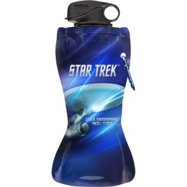 Vandor 80210 Star Trek 24 oz Collapsible Water Bottle, Blue and White