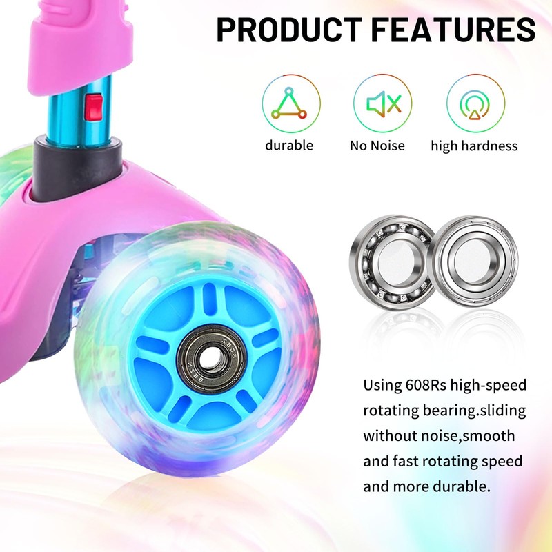 DBREAKS Ruote Luminose LED, 2Pcs Ruote di ricambio per scooter,