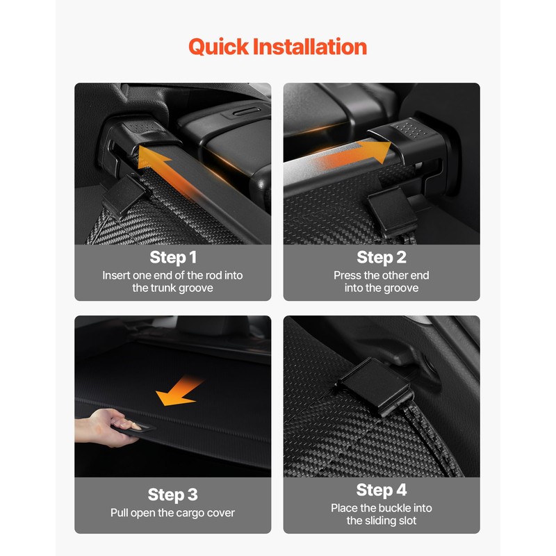 VEVOR Cargo Cover for 2019-2024 2025 Toyota RAV4 Accessories, Carbon