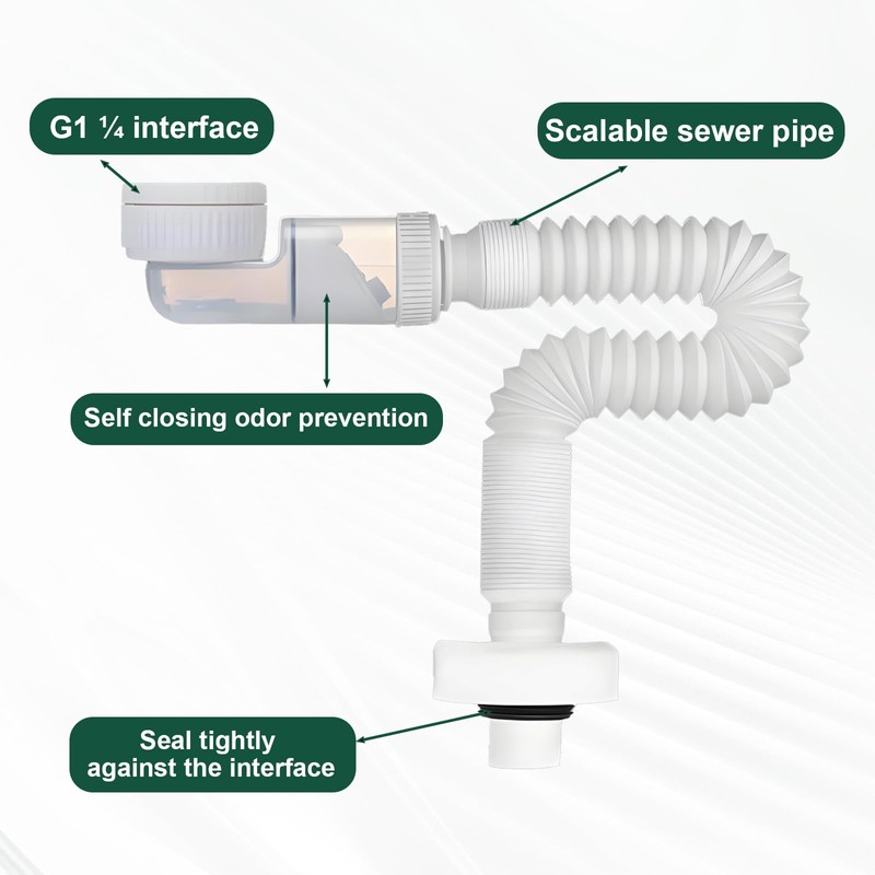 SI SEN 1 1/4 Inch Siphon, Drain Pipe with Odour