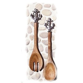 High Tide wooden Salad Servers Anchors